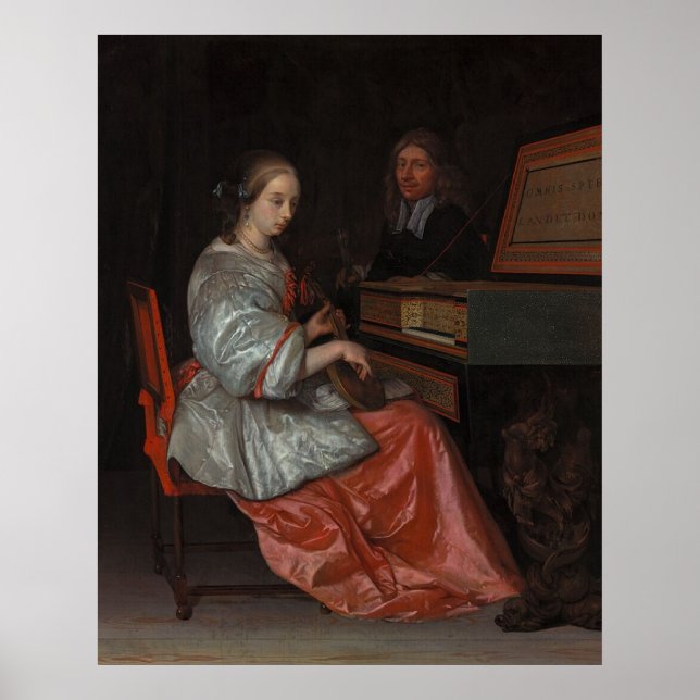 Woman at Virginal with Cittern — Old Master Poster (Front)