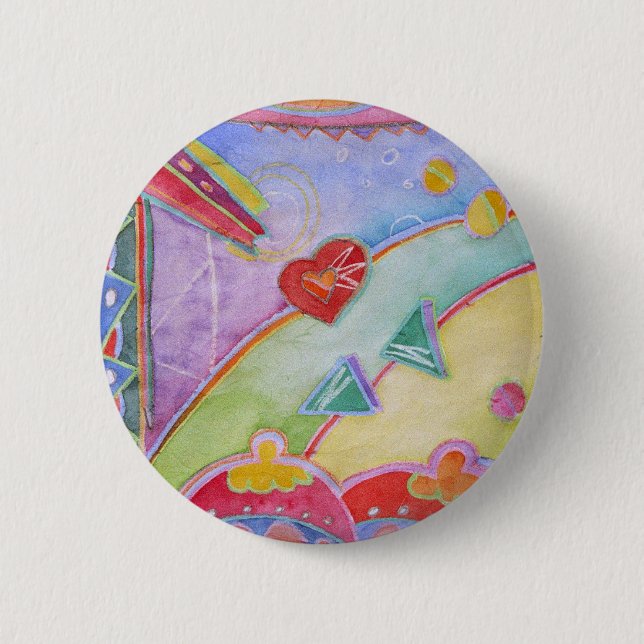 woman at window looking lor love pinback button (Front)
