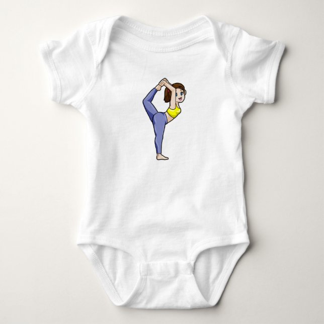 Woman at Yoga Stretching exercises Legs Baby Bodysuit (Front)
