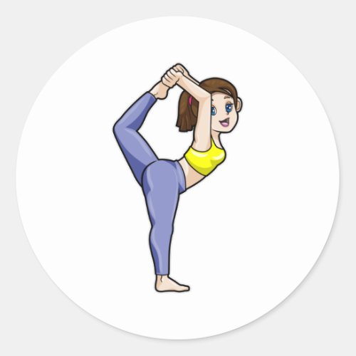 Woman at Yoga Stretching exercises Legs Classic Round Sticker