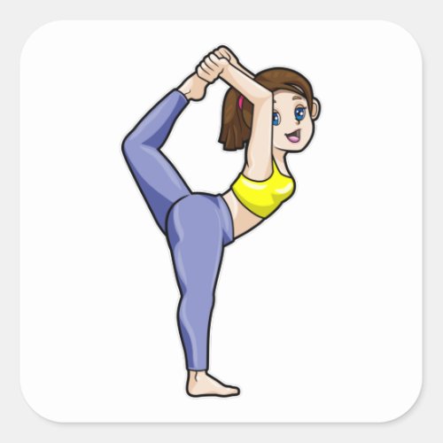 Woman at Yoga Stretching exercises Legs Square Sticker