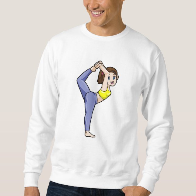 Woman at Yoga Stretching exercises Legs Sweatshirt (Front)