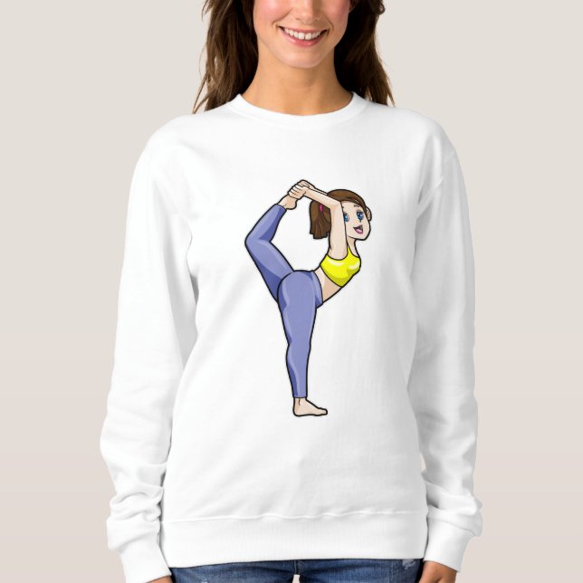 Woman at Yoga Stretching exercises Legs Sweatshirt (Front)