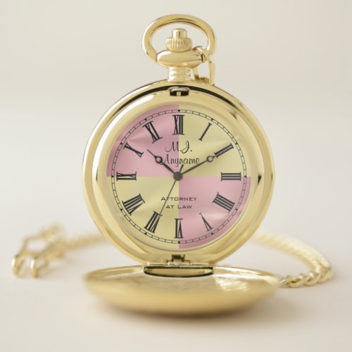 Woman Attorney golden and rose pink, Monogram Pocket Watch
