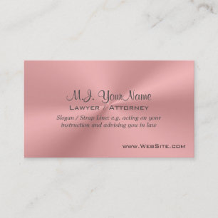 Woman Attorney luxury pink chrome-look, slogan Business Card