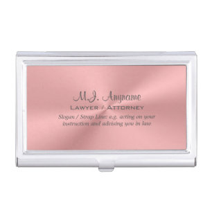 Woman Attorney luxury rose pink with slogan Business Card Holder