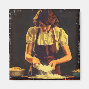 Woman Bake Vintage Magnet