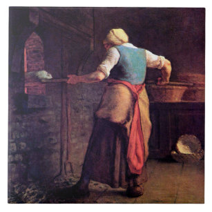 Woman Baking Bread, Jean-Francois Millet Ceramic Tile