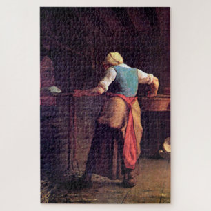 Woman Baking Bread, Jean-Francois Millet Jigsaw Puzzle