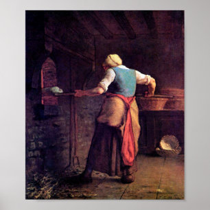 Woman Baking Bread, Jean-Francois Millet Poster
