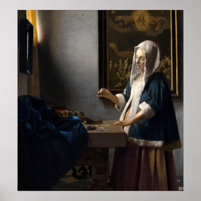 Woman & Balance - Johannes Vermeer Fine Art Poster (Front)