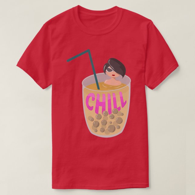 Woman bathing in Milk Tea chill sticker T-Shirt (Design Front)