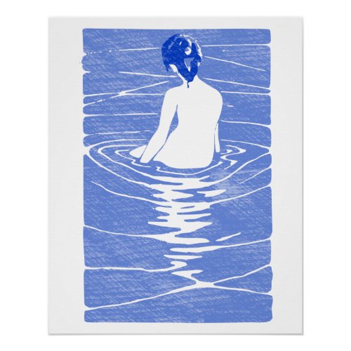 Woman Bathing in Onsen Poster