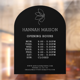 Woman Beauty Line Art Opening Hours Window Cling