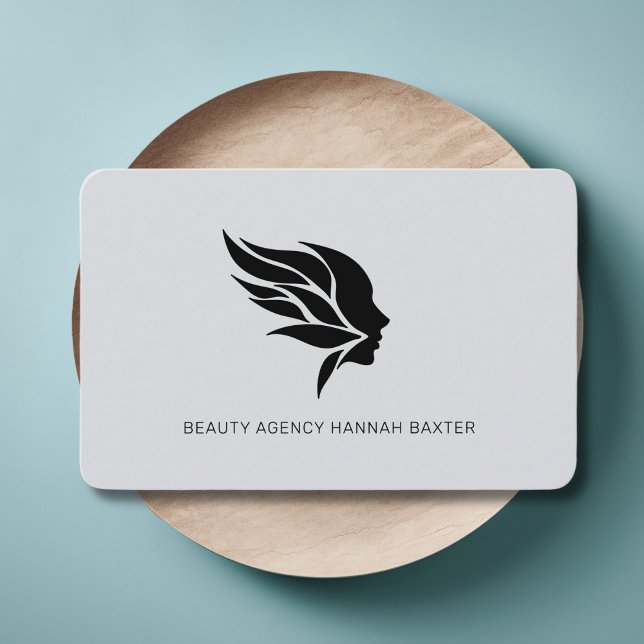 Woman Beauty Logo, Modern, Salon, Gray Business Card (Woman Beauty Logo, Modern, Salon, Business Card)
