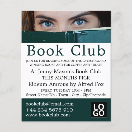 Woman Behind Book Book Club Advertising Flyer