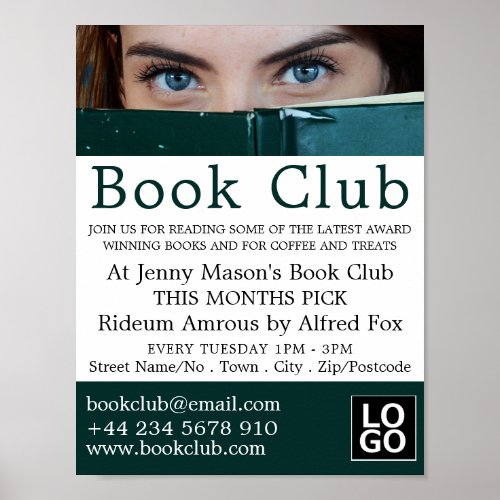 Woman Behind Book Book Club Advertising Poster