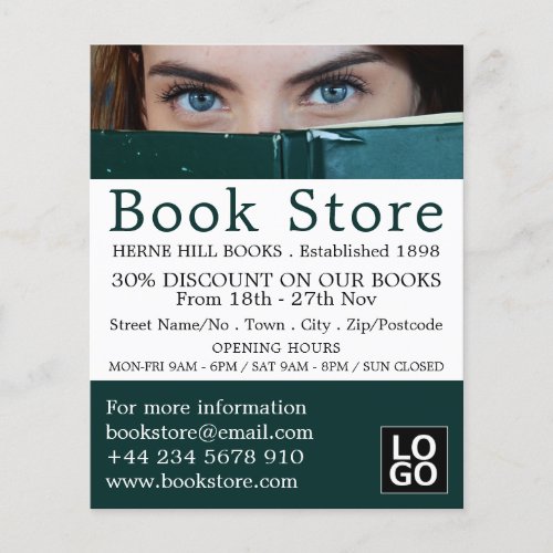 Woman Behind Book Book Store Advertising Flyer