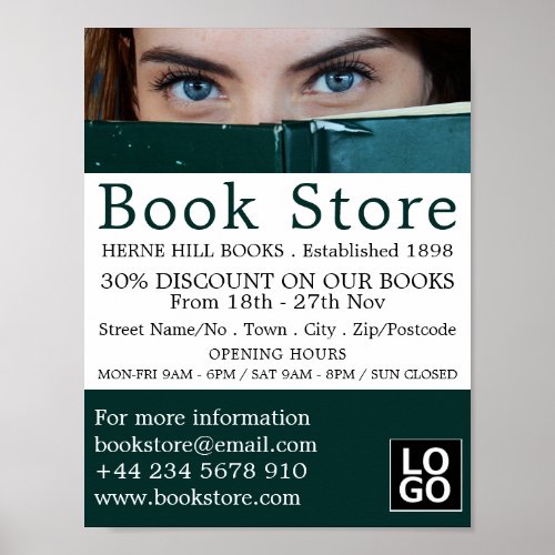 Woman Behind Book Book Store Advertising Poster