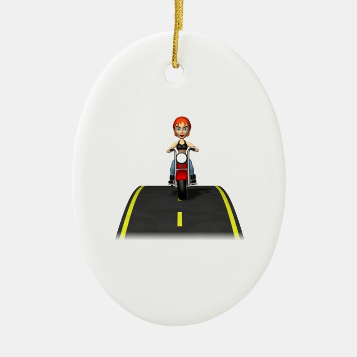 Woman Biker Christmas Ornaments