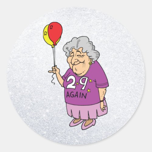 woman birthday 29 again classic round sticker