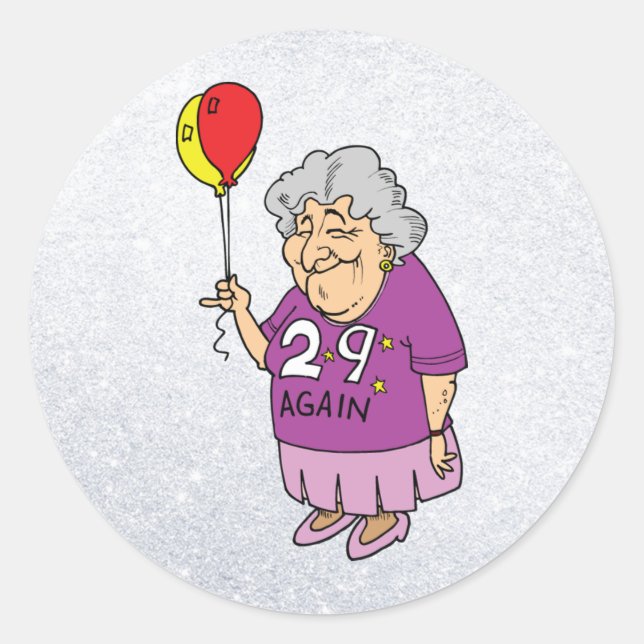 woman birthday 29 again classic round sticker (Front)