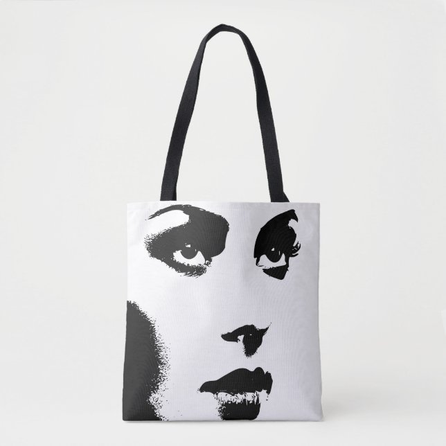 Woman black traits tote bag (Front)