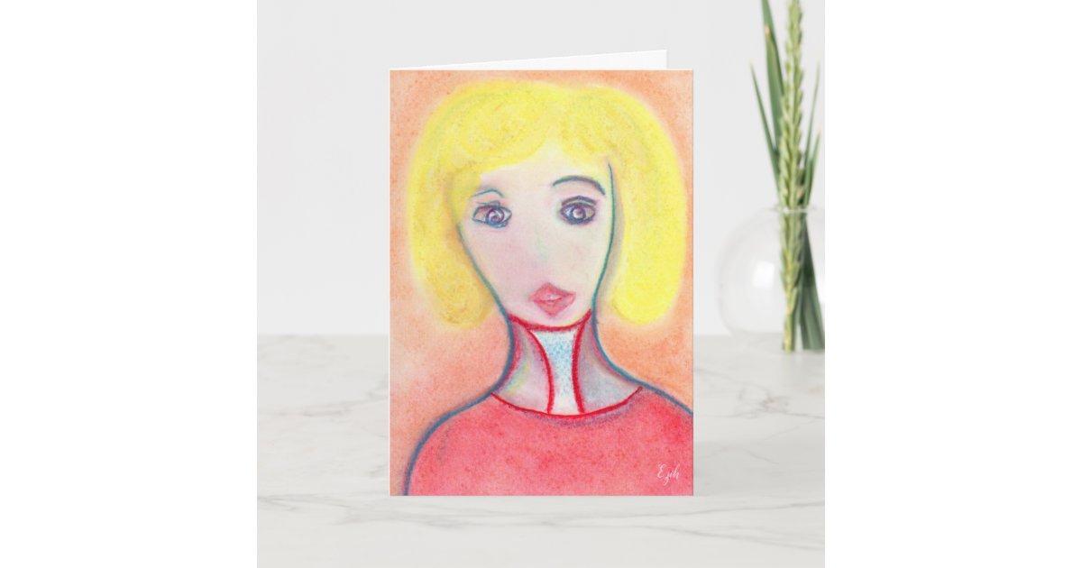 Woman Blonde Hair Portrait Drawing Spiritual Art Card Zazzle Com