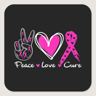 Woman Breast Cancer Awareness Costume Pink Peace L Square Sticker