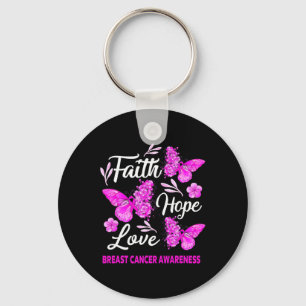 Woman Breast Cancer Awareness Faith Hope Love Butt Keychain
