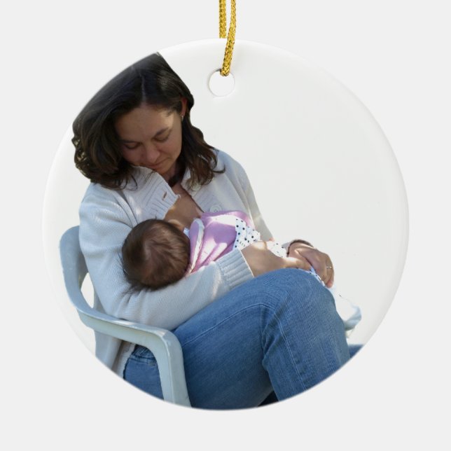 Woman breastfeeding ceramic ornament (Front)