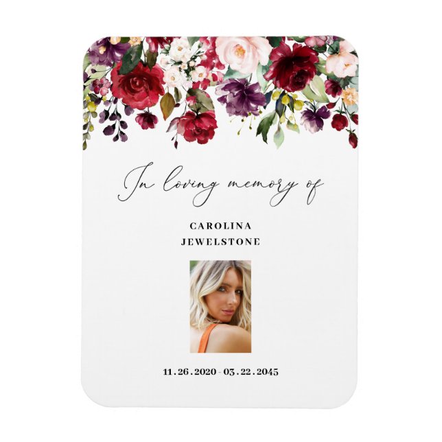 Woman Burgundy Celebration Of Life Keepsake Magnet (Vertical)