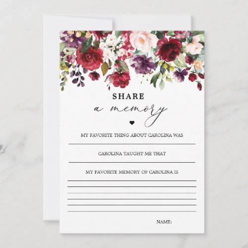 Woman Burgundy Floral Share A Memory Memory Cards