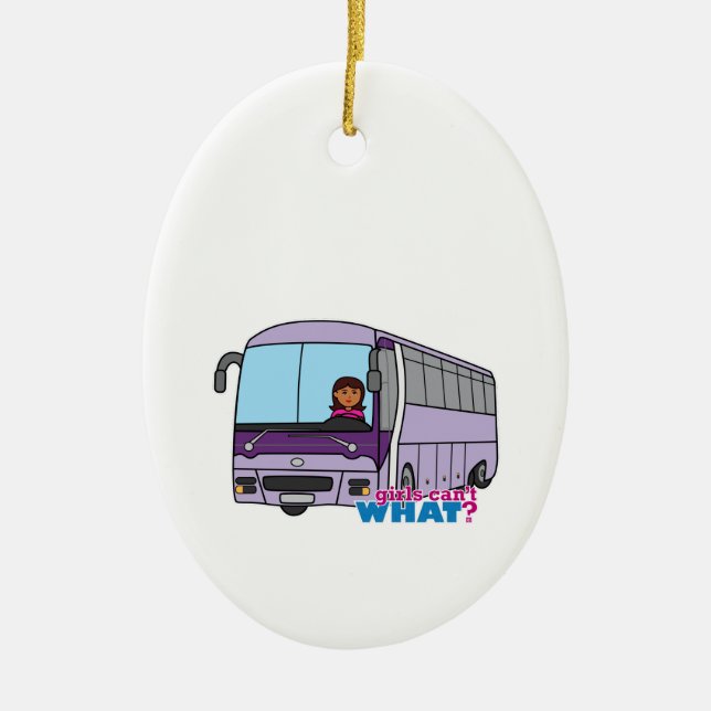 Woman Bus Driver Ceramic Ornament (Front)
