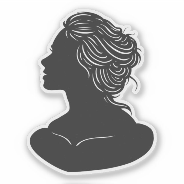 Woman Bust Silhouette Sticker (Front)