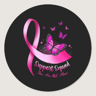 Woman Butterfly Support Squad Breast Cancer Warrio Classic Round Sticker