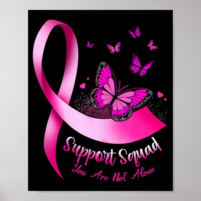 Woman Butterfly Support Squad Breast Cancer Warrio Poster (Front)