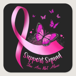 Woman Butterfly Support Squad Breast Cancer Warrio Square Sticker