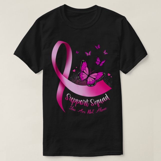 Woman Butterfly Support Squad Breast Cancer Warrio T-Shirt (Design Front)