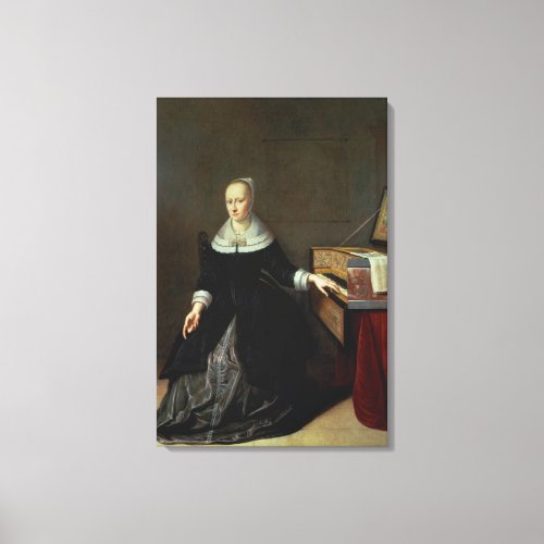 Woman by a Virginal Canvas Print