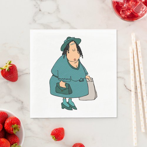 Woman Carrying Bags Napkins