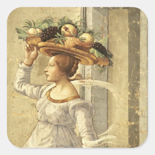 Woman carrying Fruit from the Birth of St John t Square Sticker