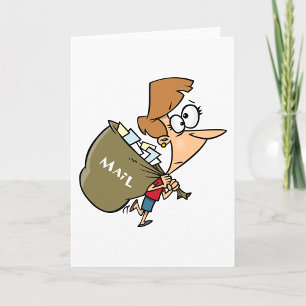 Woman Carrying Mailbag Greeting Cards