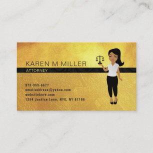 Woman Cartoon Lawyer Business Cards