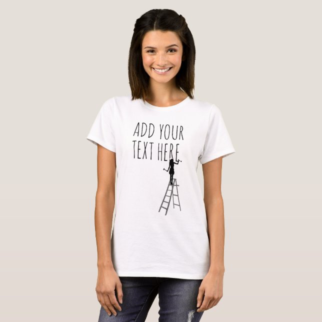 Woman carver or sculptor engraves a custom text T-Shirt (Front Full)