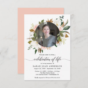 Woman Celebration Of Life Magnolia with Photo Invitation