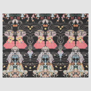 WOMAN,CENTAUR FLORAL Red Black White Klimt Pattern Tissue Paper