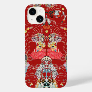 WOMAN,CENTAUR FLORAL Red White Klimt Pattern Case-Mate iPhone 14 Case
