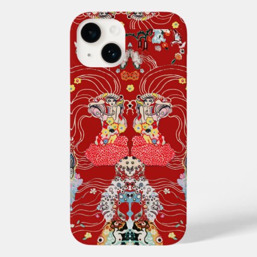WOMANCENTAUR FLORAL Red White Klimt Pattern Case_Mate iPhone 14 Case