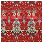 WOMAN,CENTAUR FLORAL Royal Red White Klimt Pattern Fabric